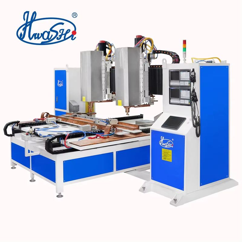 Yedi 7Axis Cnc Nokta kaynak makinesi Çift Başlı Otomatik Yaprak Metal Çamaşırhane için