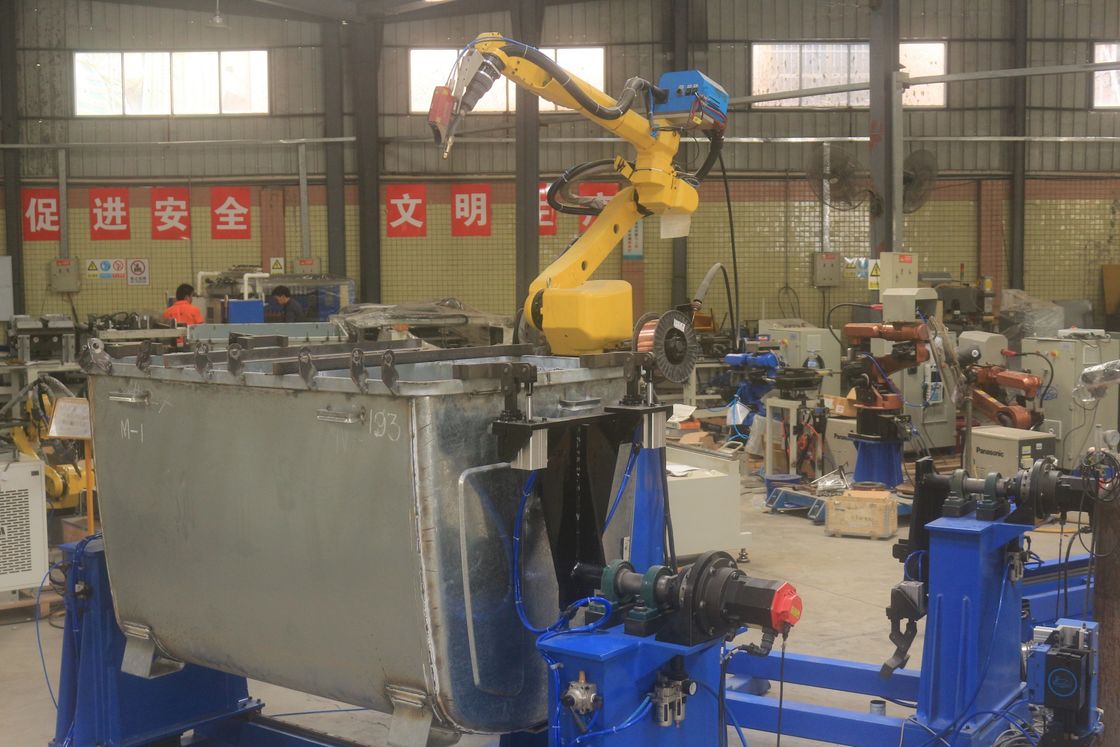 Laser dikiş izleme ile çöp kutusu için MIG kaynak Robotu Robotik Lazer kaynak makinesi