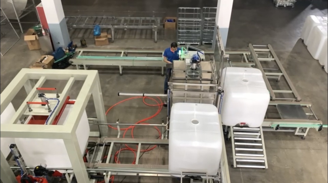 IBC Şebeke Kafes Çerçeve Otomatik Üretim hattı, Tam Otomatik IBC Tank Sızıntısı Test Makinesi hattı